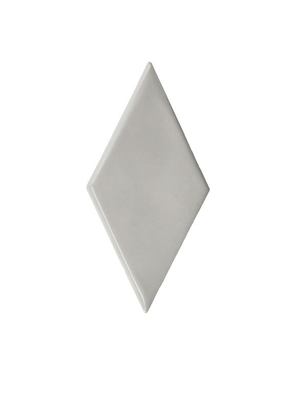 3x6 Playscapes Diamond  Natural Solid-Color Glossy Undulated Ceramic Tile Soft Gray