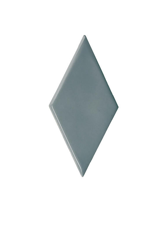 3x6 Playscapes Diamond  Natural Solid-Color Glossy Undulated Ceramic Tile Slate Blue