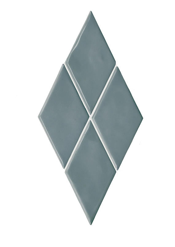 3x6 Playscapes Diamond  Natural Solid-Color Glossy Undulated Ceramic Tile Slate Blue