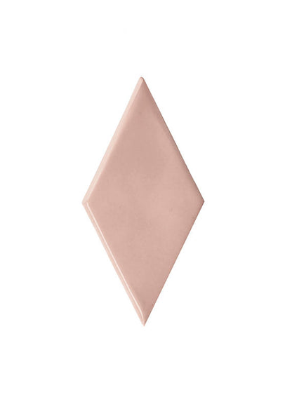 3x6 Playscapes Diamond  Natural Solid-Color Glossy Undulated Ceramic Tile Blush Pink