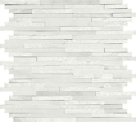 45724 Marble Wave  Mosaic Stone-Look Natural Smooth Marble Tile White Gray