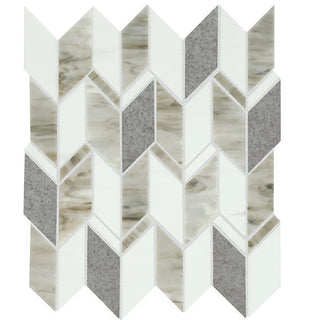 12x14 Stone Theory Rhombus Mosaic Mixed-Material Matte Smooth Porcelain Tile
