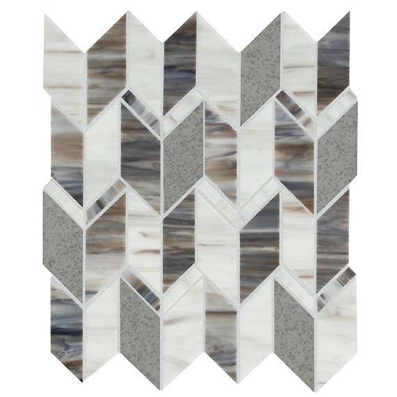 3 Stone Theory Rhombus  Mosaic Stone-Look Matte Smooth Porcelain Tile Light Gray