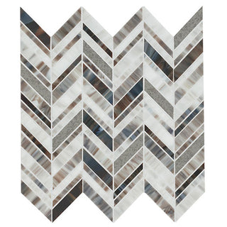 12x14 Stone Theory Chevron Mosaic Mixed-Material Matte Smooth Porcelain Tile