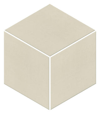 Cream White - 12x12 Neoconcrete Mosaic Concrete-Look Matte Geometric Cube Porcelain Tile