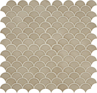 14x14 Revalia Remix Fan Shell Mosaic Solid-Color Glossy Smooth Ceramic Tile