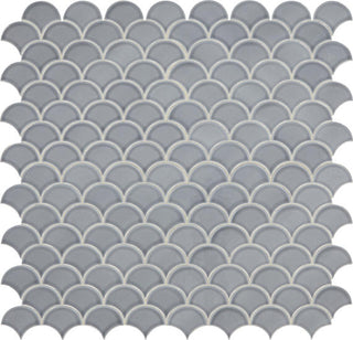 14x14 Revalia Remix Fan Shell Mosaic Solid-Color Glossy Smooth Ceramic Tile