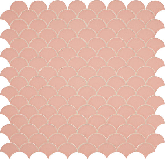 3 Revalia Remix Fan Shell  Mosaic Solid-Color Glossy Smooth Ceramic Tile Soft Pink