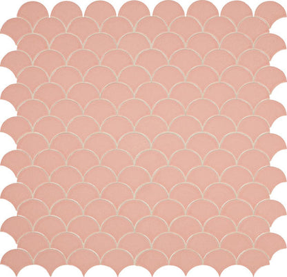 3 Revalia Remix Fan Shell  Mosaic Solid-Color Glossy Smooth Ceramic Tile Soft Pink