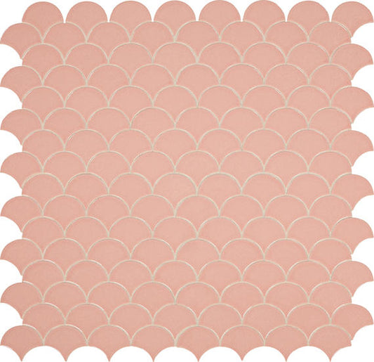 3 Revalia Remix Fan Shell  Mosaic Solid-Color Glossy Smooth Ceramic Tile Soft Pink