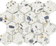 3 Curation Hexagon Honeycomb Fragment Shard Mosaic Mixed-Material Look Polished Smooth Porcelain Tile Light White