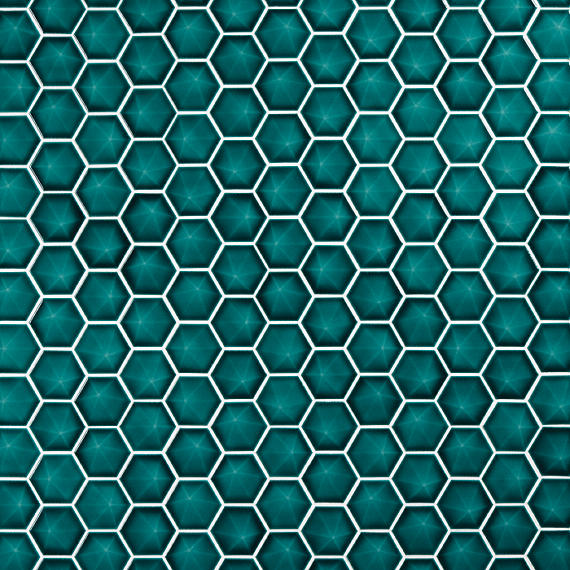 3 Artefino Jewel Hexagon  Mosaic Solid-Color Glossy 3D-Geometric Hexagon Ceramic Tile Sea Green