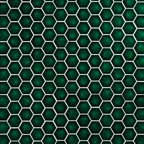 3 Artefino Jewel Hexagon  Mosaic Solid-Color Glossy 3D-Geometric Hexagon Ceramic Tile Bright Green