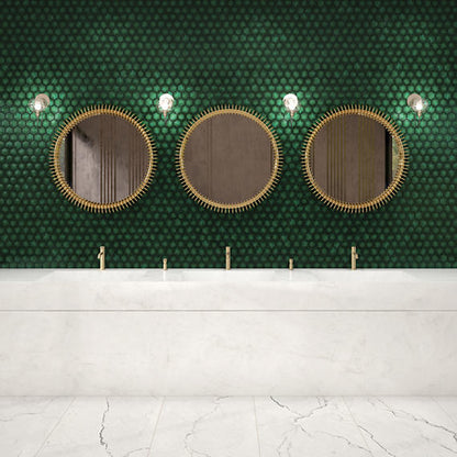 3 Artefino Jewel Hexagon  Mosaic Solid-Color Glossy 3D-Geometric Hexagon Ceramic Tile Bright Green