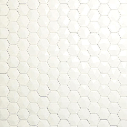 3 Artefino Jewel Hexagon  Mosaic Solid-Color Glossy 3D-Geometric Hexagon Ceramic Tile Off-White