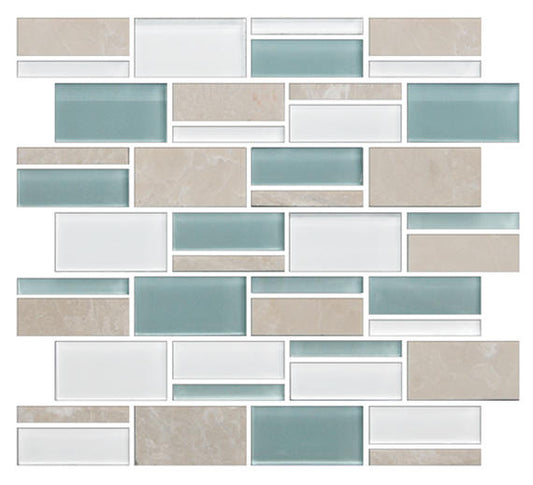 12x13 Color Appeal Mosaic Mixed-Color Glossy Smooth Glass Tile