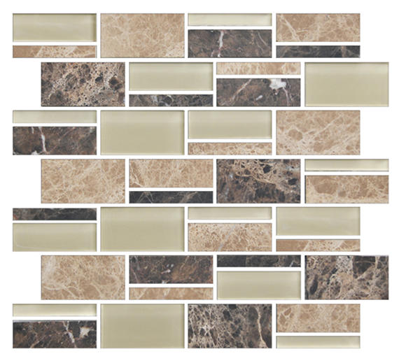 3 Color Appeal  Mosaic Mixed-Color Glossy Smooth Glass Tile Brown Beige