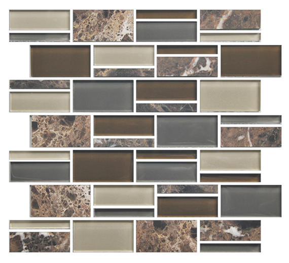 3 Color Appeal  Mosaic Mixed-Color Glossy Smooth Glass Tile Dark Brown