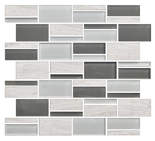 3 Color Appeal  Mosaic Mixed-Color Glossy Smooth Glass Tile Cool Gray