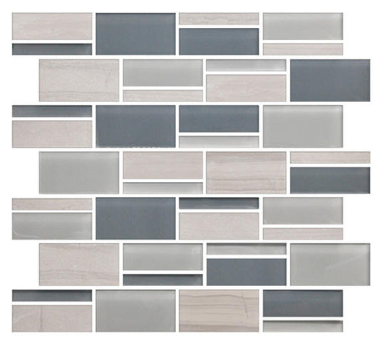 3 Color Appeal  Mosaic Mixed-Color Glossy Smooth Glass Tile Dark Charcoal