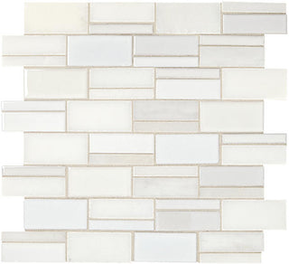 White Gray - 12x14 Midpark Mosaics Random Pattern Mosaic Mixed-Material Look Matte Smooth Porcelain Tile