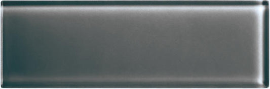 4x12 Color Appeal  Natural Solid-Color Glossy Smooth Glass Tile Charcoal Gray