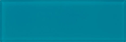 4x12 Color Appeal  Natural Solid-Color Glossy Smooth Glass Tile Aqua Blue