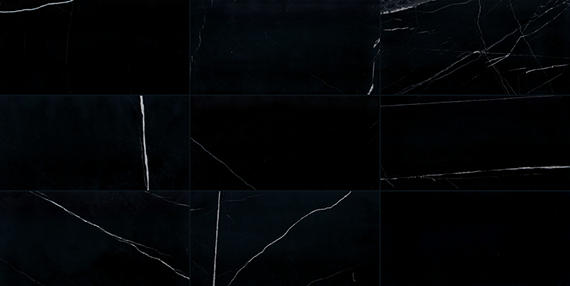 4x12 Pietra Divina Grid Natural Stone-Look Honed Smooth Marble Tile Black Marble