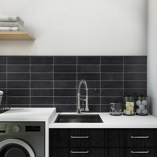 Black Marble - 4x12 Pietra Divina Grid Natural Stone-Look Honed Smooth Marble Tile
