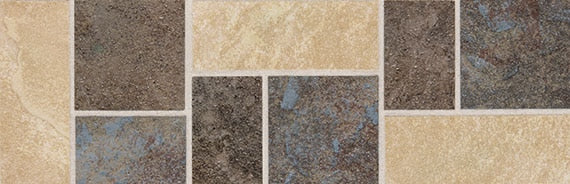 4x12 Continental Slate Square & Rectangle  Patterned Mixed-Color Matte Textured Porcelain Tile Brown & Cream