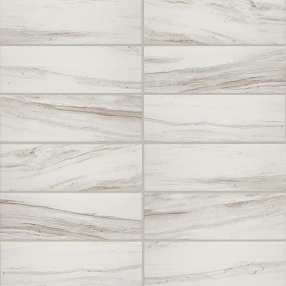 4x12 Platinum  Natural Marble-Look Matte Smooth Porcelain Tile Soft Cream Gray
