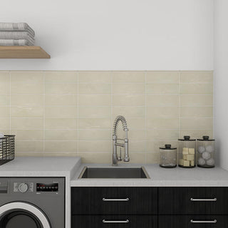 Calm Beige - 4x12 Mythology Natural Solid-Color Glossy Undulated Ceramic Tile