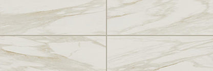 4x12 Perpetuo Light Veining  Natural Marble-Look Satin Smooth Porcelain Tile Cream White