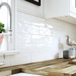 White - 4x12 Middleton Square Natural Solid-Color Glossy Smooth Ceramic Tile