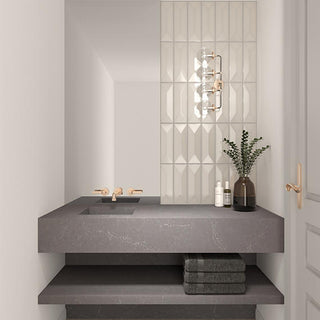 Calm Beige - 4x12 Mythology Wave Natural Solid-Color Glossy Undulated Ceramic Tile