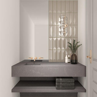 Warm Taupe - 4x12 Mythology Wave Natural Solid-Color Glossy Undulated Ceramic Tile