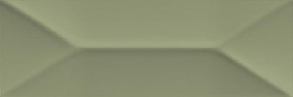 4x12 Mythology Wave  Natural Solid-Color Glossy Undulated Ceramic Tile Olive Green