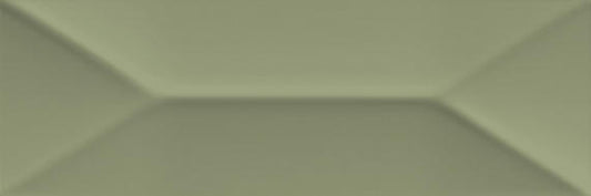 4x12 Mythology Wave  Natural Solid-Color Glossy Undulated Ceramic Tile Olive Green