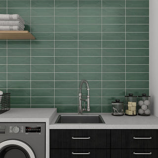 Forest Green - 4x12 Mythology Wave Natural Solid-Color Glossy Undulated Ceramic Tile