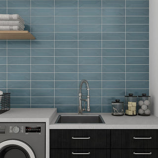 Deep Teal - 4x12 Mythology Wave Natural Solid-Color Glossy Undulated Ceramic Tile
