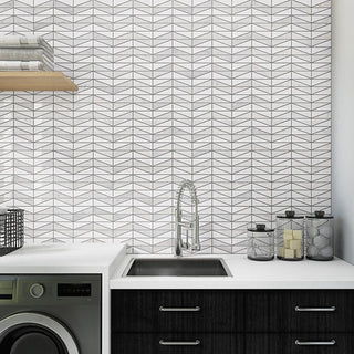 Soft White - 18x10 Perfit Mosaix Triangle Abstract Pattern Mosaic Marble-Look Polished Smooth Stone Tile