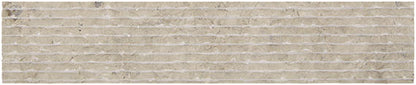 4x20 Limestone Raked  Patterned Marble-Look Matte 3D-Geometric Wave Crest Limestone Tile Gray Beige