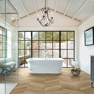 Light Brown - 4x21 Treverksoul Chevron Natural Wood-Look Matte Smooth Porcelain Tile