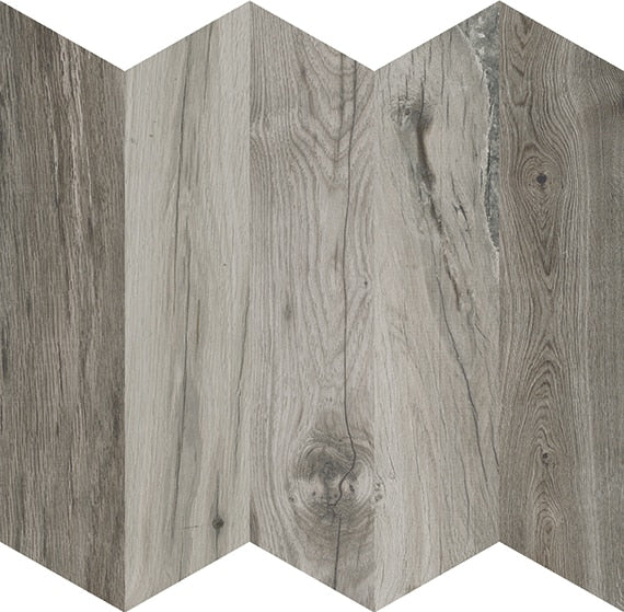 4x21 Treverksoul Chevron  Natural Wood-Look Matte Smooth Porcelain Tile Weathered Gray