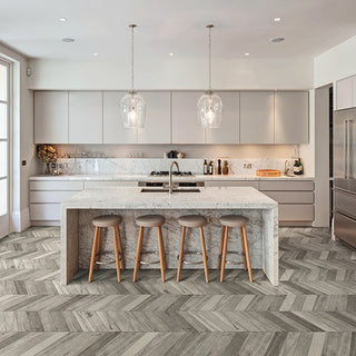 Weathered Gray - 4x21 Treverksoul Chevron Natural Wood-Look Matte Smooth Porcelain Tile