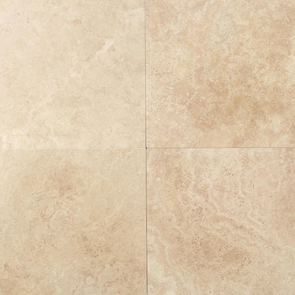 4x4 Travertine Light Veining Natural Travertine-Look Tumbled Natural Travertine Tile Soft Ivory
