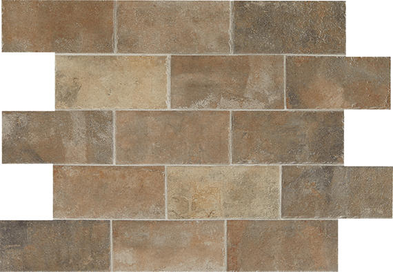 4x8 Brickwork  Natural Stone-Look Matte Textured Porcelain Tile Medium Brown