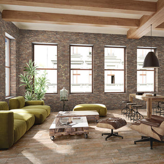 Rustic Brown - 4x8 Brickwork Natural Stone-Look Matte Textured Porcelain Tile