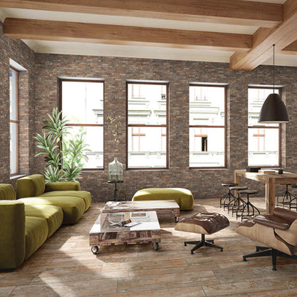 4x8 Brickwork  Natural Stone-Look Matte Textured Porcelain Tile Rustic Brown