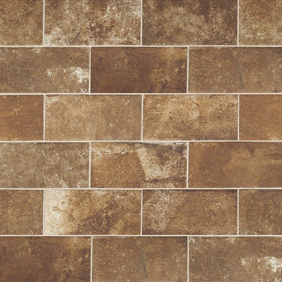 4x8 Urban District Brx Subway Pattern  Natural Stone-Look Matte Smooth Porcelain Tile Orange Brown